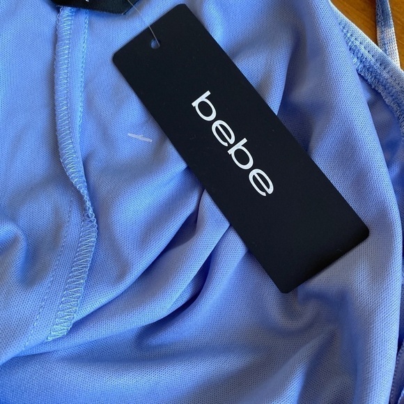 bebe High Slit Flare Blue and White Dress Size Large. New - Picture 7 of 13